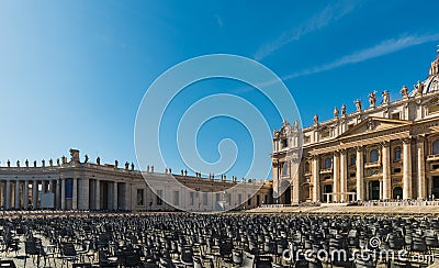 World famous Saint Peters square under a shining sun Editorial Stock Photo