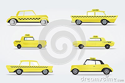 World famous taxi cars. Vector Illustration