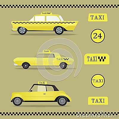 World famous taxi cars set Vector Illustration