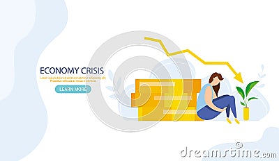 World financial crisis. Oil price drop. Collapse of the economy. Bankruptcy. Down arrow stocks graph. Economy stock Vector Illustration