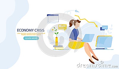 World financial crisis. Oil price drop. Collapse of the economy. Bankruptcy. Down arrow stocks graph. Economy stock Vector Illustration