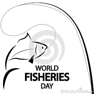 World Fisheries Day fish on a rod Vector Illustration