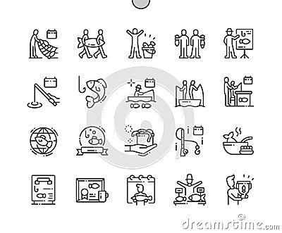 World Fisheries Day Well-crafted Pixel Perfect Vector Thin Line Icons Vector Illustration