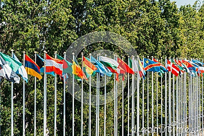 World Flag Poles Stock Photo