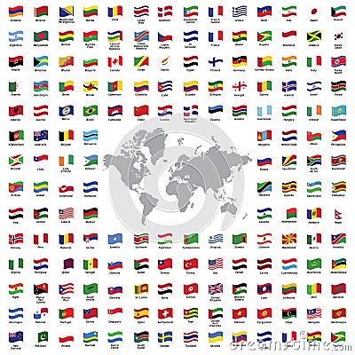 World flags all Vector Illustration