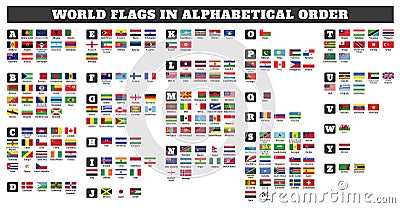 World flags in alphabetical order Vector Illustration