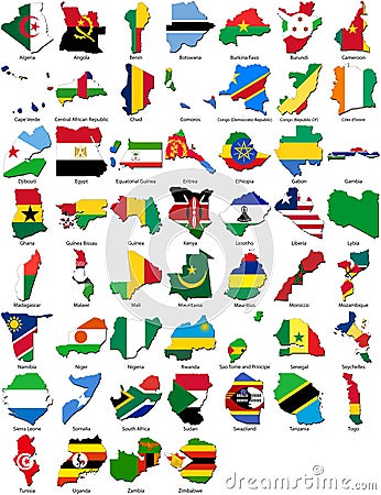 World flags - country border - African set Stock Photo