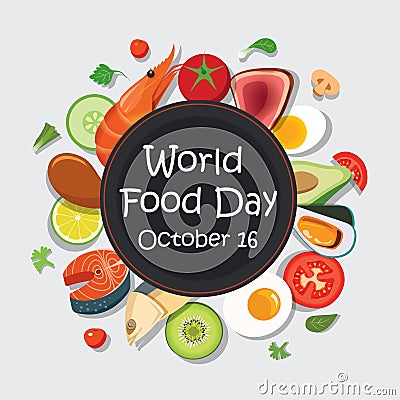 World food day poster template and background Vector Illustration