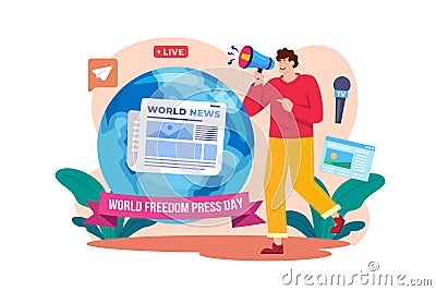 World Freedom Press Day Illustration concept. A flat illustration isolated on white background Vector Illustration