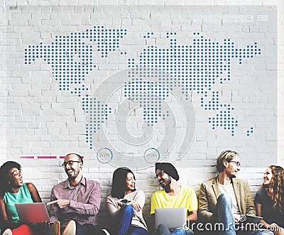 World Global Business Cartography Communication Concept Stock Photo