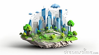 World of global environment surrounding a green , landscape earth globe concept. Stock Photo