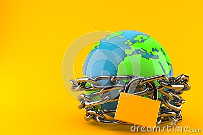 World globe with chain Stock Photo