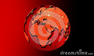 World globe earth with glitter effect. Global communications business concept.Color of the Global communications business concept. Vector Illustration