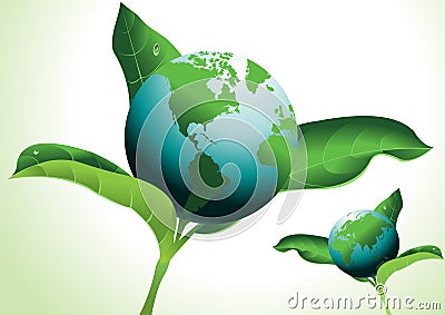 World globe leaves Vector Illustration