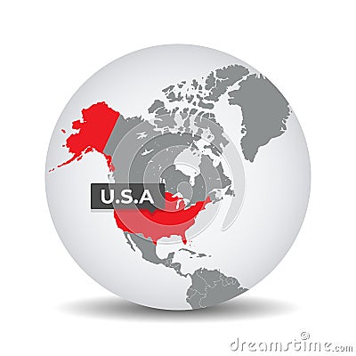 World globe map with the identication of U.S.A. Stock Photo