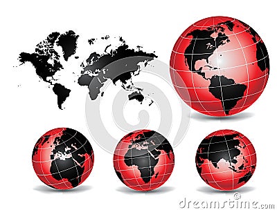 World Globe Maps Vector Illustration