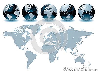 World Globe Maps Vector Illustration