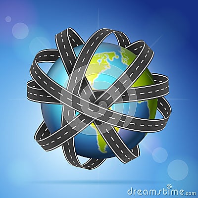 World globe roads Vector Illustration