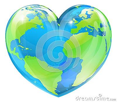 Heart world globe concept Vector Illustration