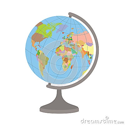 World globe on a stand. Political map of the world. Vector illustration. Vector Illustration