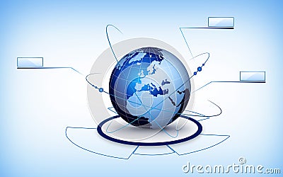 World globe technology Cartoon Illustration