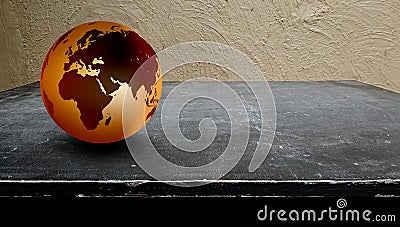 World Globe Wood Background. A world globe on a black wood background Vector Illustration
