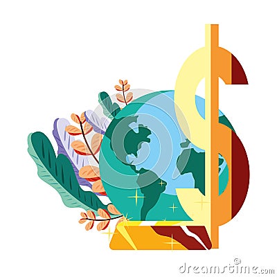 world gold bar dollar Cartoon Illustration