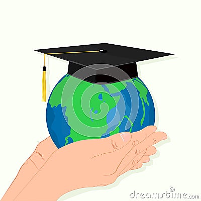 World graduates The concept of global business education, studying abroad eps Vector Illustration