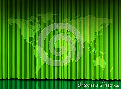 World Green curtain on theater stage Stock Photo