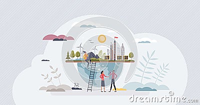 World habitat day as awareness campaign for society homes tiny person concept Vector Illustration