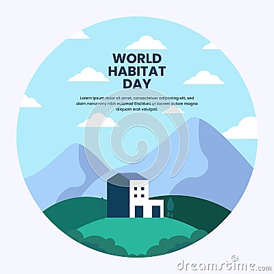 the world habitat day - flat illustration Vector Illustration