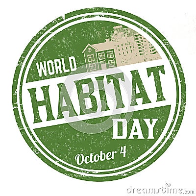 World habitat day grunge rubber stamp Vector Illustration