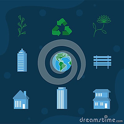 world habitat day icons Vector Illustration