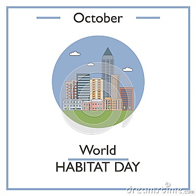 World Habitat Day, October Vector Illustration