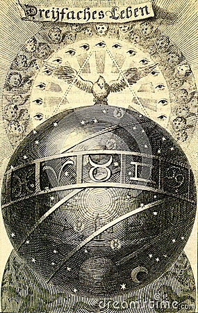 hermetic theosophical illustration of the world by jacob bohme Editorial Stock Photo