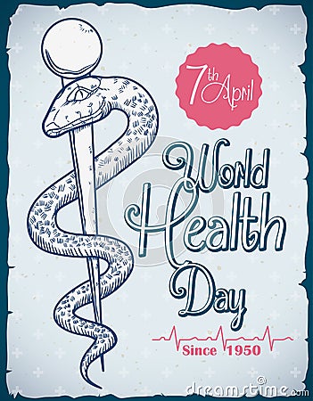 World Health Day Commemorative Retro Poster, Vector Illustration Vector Illustration