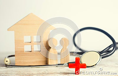 World Health Day, the concept of family medicine and insurance. stethoscope and people Editorial Stock Photo