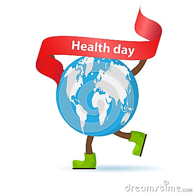 World health day concept.Planet Earth with continents engaged in Vector Illustration