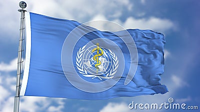 World Health Organization WHO Waving Flag Editorial Stock Photo