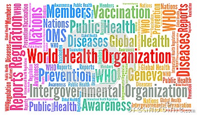 World health organization word cloud Cartoon Illustration