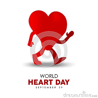 World Heart Day card for sport and health care Vector Illustration