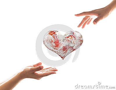 World heart health day, blood, organ donor concept with human hands Stock Photo