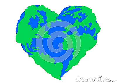 World in heart shape Stock Photo