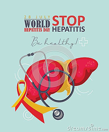 World hepatitis day vector concepts in modern flat design on white background. 28 July. Be healthy Vector Illustration