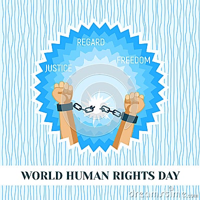 World human rights day concept background, flat style Vector Illustration