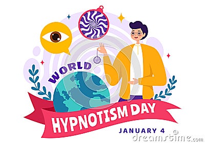 World Hypnotism Day Vector Illustration on 4 January with Black and White Spirals Creating an Altered State of Mind for Treatment Vector Illustration