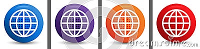 World icon abstract halftone round button set Vector Illustration