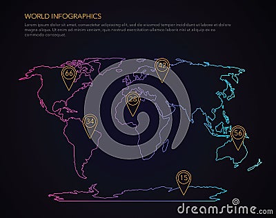 World infographic vector map Vector Illustration