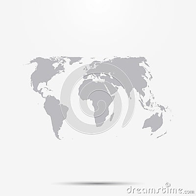 World international atlas map with shadow isolated Vector Illustration