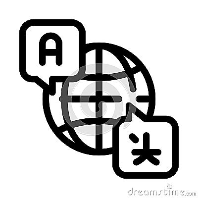 World International Language Icon Thin Line Vector Vector Illustration